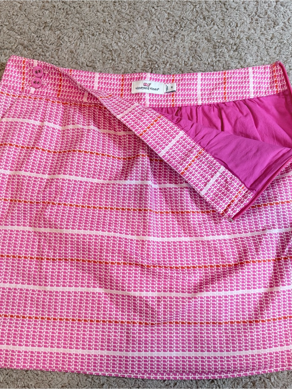 Pink Vineyard Vines Whale Print Striped Mini Skirt